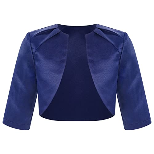 Kids Girls 3/4 Sleeve Open Front Bolero Shrug Wedding Bridesmaid Cover Up Cardigan Jacket