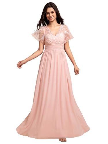 Elementi popolari: Realizzato in pizzo e inserti in chiffon, questo abito da sera è sofisticato ed elegante, perfetto per matrimoni e feste di fine anno. Il design delle maniche a foglia di loto aggiunge un tocco artistico e romantico.