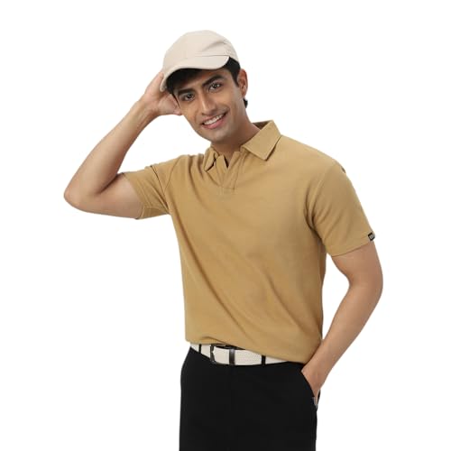 Image of Urbano Fashion Men's Textured Regular Fit Half Sleeve Cotton Polo T-Shirt
