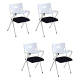 Preferspace Konferenzstühle mit Tablet-Arm, 4er-Set, faltbar, mit stabilem Metallrahmen und Stretch-Stoffsitz for Klassenzimmer, Schulungszentrum, Hotel(Black)