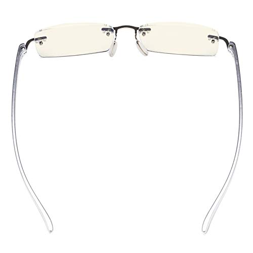Image of CessBlu Computer Reading Glasses for Men Women Blue Light Filter Anti Glare UV Ray Protection Rimless Reader Eyeglasses