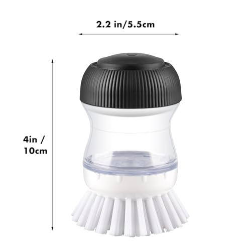 Image of OYV Dish Scrub Brush with Soap Dispenser, Kitchen Brush for Dish Pot Pan Sink Cleaning, 1 Piece Soap Dispensing Palm Brush, Black /Clear /White