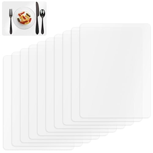 10pcs Tischunterlage Esstisch - 40X30cm Platzsets Abwaschbar Kunststoff Platzdeckchen Abwaschbar Tischsets Transparent Platzsets Untersetzer Hitzebeständige Schreibunterlagen für Küche Speisetisch
