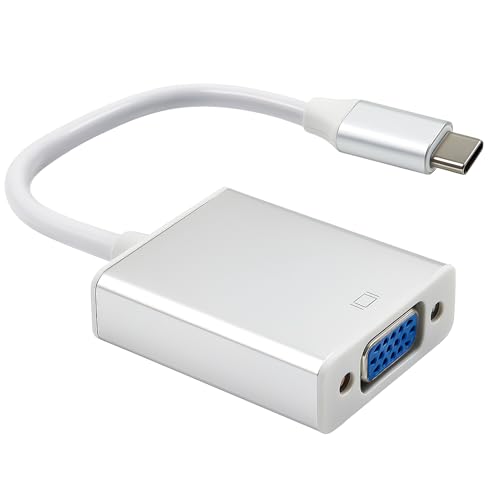 Usb C to Vga Adapter with Aluminium Shell, Usb Type-C to Vga Converter for Devices With Usb-C Video Output, Supports 1080p for Monitor, Projector, Display (Grey)