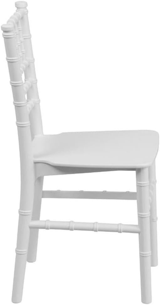 BOWERY HILL 12.5" Resin Kids Chiavari Chair, White Finish, Lightweight Stackable Design, Durable Wobble-Free Frame, Child-Sized Event Seating for Weddings, Banquets, and Home Use