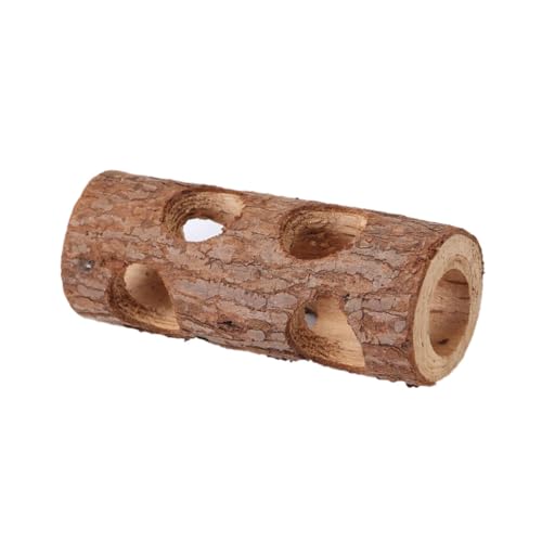 SUPVOX 15cm Solid Wood Tube Toy for Mice Hamsters Pet Health Natural Wood Tunnel Interactive Play