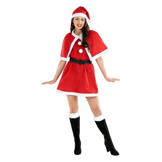 Fun Shack Costume Mère Noel Femme, Deguisement Mere Noel, Robe Déguisement Noël, Tenue Festive de Noël Femme M