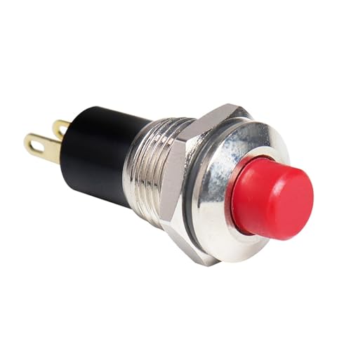 Mini bouton-poussoir 10mm 1NO Latching avec tête haute rouge - 5