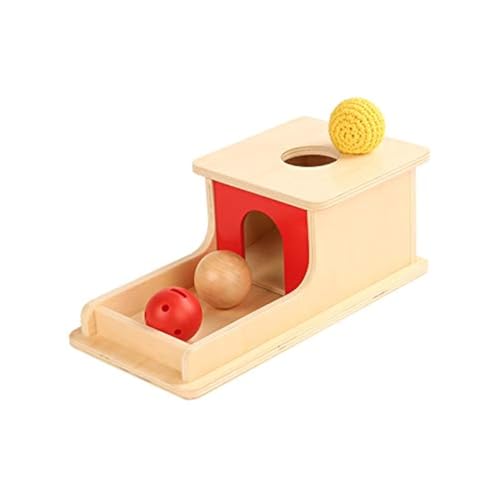 Image of Tiger Montessori Object Permanence Box with Tray Three Balls for 6-12 Months Babies (Wood+Plastic+Knit Ball)