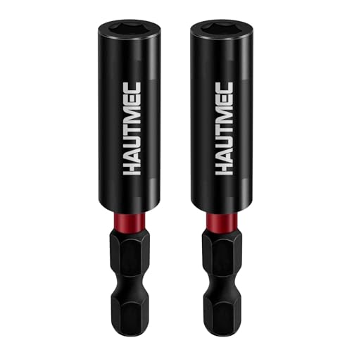 HAUTMEC 2PCS Magnetic Impact Bit Holder, Universal 1/4" Hex Shank Drill Extension, Durable Chrome Vanadium Steel, Quick-Change Screwdriver Bit Adapter, HT0163-SH