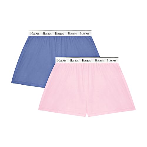 Image of Hanes Womens Originals Pajama Shorts Pack, 2-Pack, Comfywear Pajamas for Women Set, Loungewear Clothing, Sleep Shorts