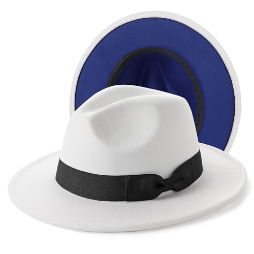 Image of BABEYOND 1920s Fedora Hat for Men Gatsby Wide Brim Fedora Hat Felt Panama Cap with Band for Women Men