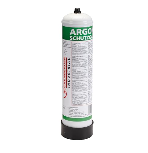 ROTHENBERGER Industrial 100 Prozent Argon | 1 x Schutzgas-Stahl-Einwegflasche 950 ml | Fülldruck 60 bar dadurch 57 Liter Argon | M 10 x 1 | MIG Schweißen 35775