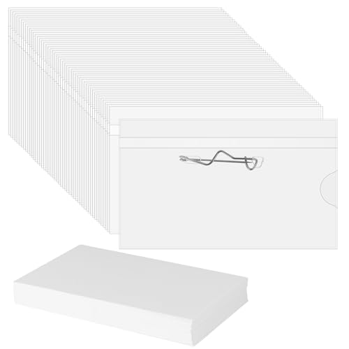 KEILEOHO 100�� �s���X�^�C�� �l�[���o�b�W�z���_�[ 100���� - �����v���X�`�b�N���D�z���_�[ 3.6 x 2.15�C���`�̃J�[�h�ɑΉ� ��c�A�I�t�B�X�C�x���g�A�w�Z�ł̎g�p��