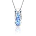 Sterling Silver Flip Flop CZ Accented Necklace Pendant with Synthetic Blue Opal and 18" Box Chain