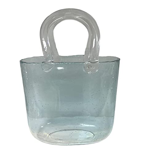 Qmisify Vaso trasparente con borsa, vaso per fiori, vasi di vetro per borsa, vaso trasparente soffiato a mano con bolle, vaso trasparente per decorazione domestica, eventi, BOD