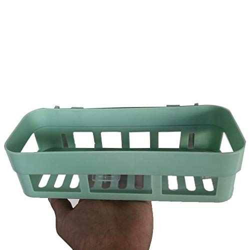 Queenaal PP Practical Home Kitchen Bathroom Basket Shelf Storage Rack Wall Mounted - light green