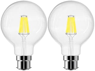 B22 G125 Filament LED Bulb Day Light 4000K, 9W (60W Equivalent), 1000 Lumen, Large Globe Bayonet Bulbs, Non-Dimmable, Pack of 2