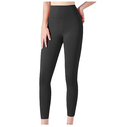 Uillui Women's All Day Soft Yoga Leggings High Waisted Workout Compression Yoga Capri Pants Seamless Gym Athletic Crop Pants Black