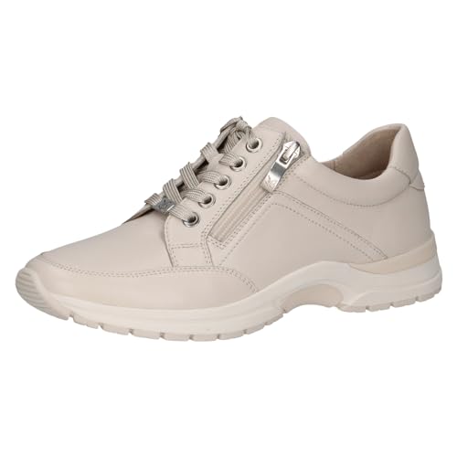 CAPRICE Damen Sneaker flach aus Leder mit Reißverschluss, Elfenbein (Offwhite Soft), 38 EU