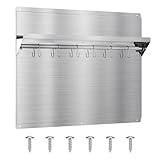 EKON Stainless Steel Backsplash 24 x 30 Inch Wall Shield for Kitchen Easy Clean And Installation with Built-in Storage Shelf and Hanging Rack