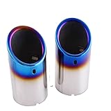 Auspuffblenden 1 Paar verchromte Edelstahl-Auto-Auspuffrohr-Abdeckungen, universelles Autozubehör(Toasted Blue)