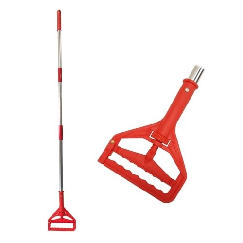 Commercial Mop Handle Heavy Duty 59' Industrial Mop Stick Adjustable Length Wet Mops Head Replacement Holder for Profess