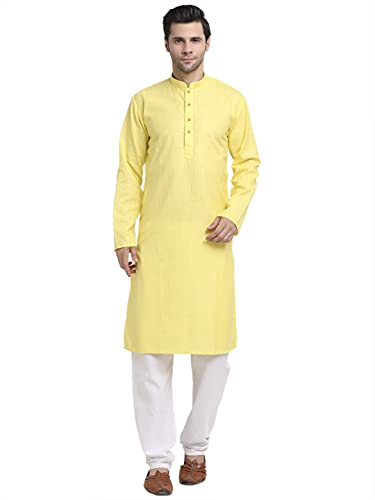 Image of KRAFT INDIA Men Cotton Striped Kurta Pyjama Set
