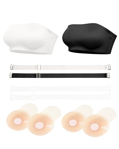Image of DEANGELMON Strapless Bras for Women Non-Slip Silicone Bandeau Seamless Tube Top Bralette Comfy Non Padded Stretchy Stylish