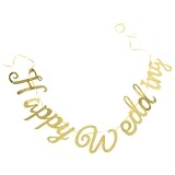 CALLARON Happy Wedding ガーランド ウェルカムスペース 飾り付け レターバナー ミラーペーパー ゴールド 結婚式 ウェディング パーティー 前撮り 写真小道具 吊り下げ 装飾