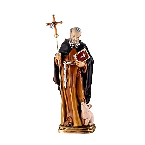 REGALOS LLUNA San Antonio Abad Figura 21 cm. Protector de los Animales Cerdo Imagen Resina peana decoración