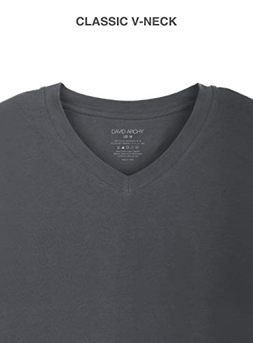 David Archy Men's Cotton Sleepwear Pjs V-Neck Lounge Wear Top And Bottom Long Winter Pajamas Set For Men (M, Dark Gray-Black) #TOP3