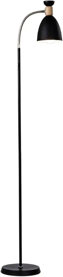 Abajur de chão flexivel luminaria chao articulada piso detalhe em madeira Techled (Preto)