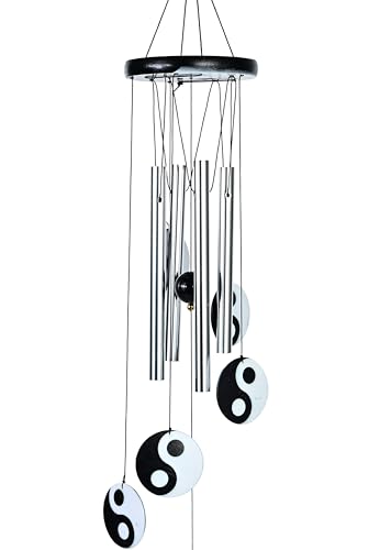 Image of ZAICUS Wind Chimes for Balcony - Elegant Wind Chime for Home Positive Energy - Yin-Yang Metal Tube Wind Chimes for Living Room, Garden, Patio & Meditation Space