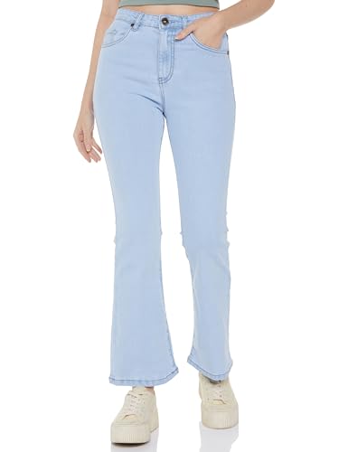 Image of INKD Women's Flared Bootcut Jeans - High-Rise | Enzyme Wash | Classic 5 Pocket Styling | Jeans for Women (Available in Plus Sizes)