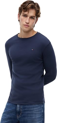 Tommy Jeans Men's Original Rib L/S Knit Tops, Blue, XL