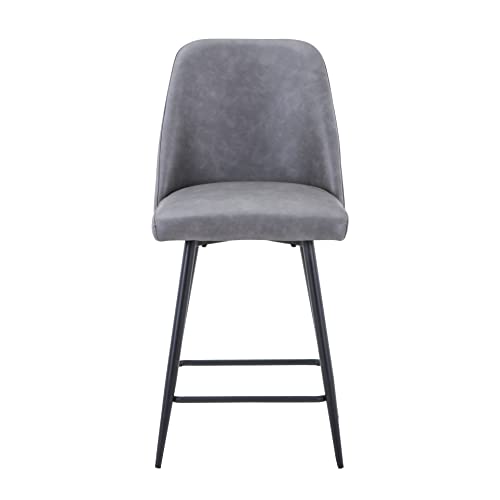 Jofran Inc Butaco Tapizado en Cuero Sintético Gris Altura de Mostrador Set de 2 Estilo Moderno miniatura 1