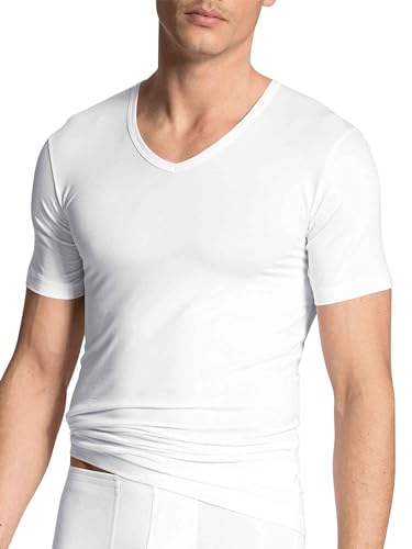 CALIDA Focus T-Shirt Herren, mit eingefasstem V-Ausschnitt, temperaturausgleichend, feuchtigkeitsregulierend, schnelltrocknend und auf natürliche Weise antibakteriell