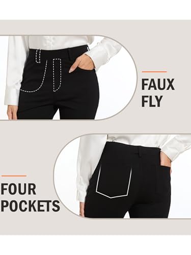 adorence Anzughose Damen – Schwarze Hose Elegant, Business Hose, Slim Fit Stoffhose mit Stretch, Bootcut und 4 Taschen – Perfekt für Büro & Freizeit-Schwarz 73cm M