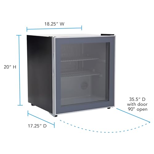 Image of Avanti Beverage Cooler with Glass Door 60 Can Mini Refrigerator for Beer Soda Water 18.25-Inch Wide Freestanding, with Adjustable Temperature Control and Removable Shelves, 1.6-Cu.Ft., Metallic