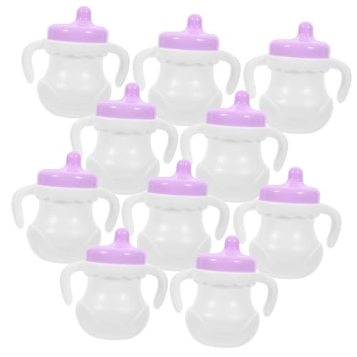 HEMOTON 10pcs Doll Feeding Bottles Realistic Miniature for Pretend Play Educational for Imaginative Play and Cognitive Development for Dollhouse Accessories