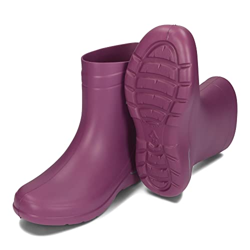 BeComfy Damen Gummistiefel EVA Ultra Leicht Kurz Regenstiefel 36-41 EU (Pflaume, eu_footwear_size_system, adult, numeric, medium, numeric_37)