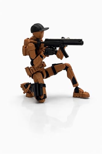 Image of Military Soldier Dummy 13 Robot Action Figure with Weapons, Brown and Black, 5.25 Inch, Articulated Joints, Plastic, Modern Robot Theme