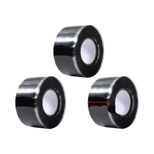 Cinta de silicona autofundible negra en pack de 3 piezas para reparación de tuberías y cables