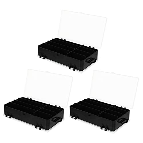 EXHUMKY 3 Piezas caja de señuelos caja de almacenamiento contenedor de cebo organizador de cebos de pesca caja de cebo portátil herramienta de pesca páginas Black