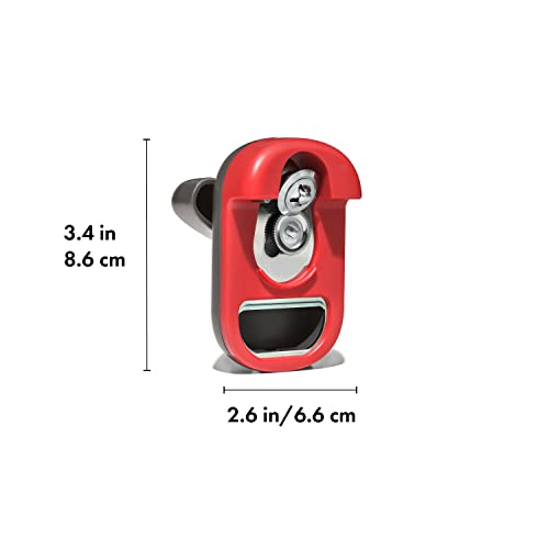 Ouvre-boîte compact OXO rouge gris avec décapsuleur de bouteille intégré - 8