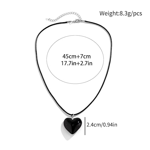 Fuqimanman2020 Y2K Big Heart Pendant Necklace Chunky Glass Puffy Heart Necklace Trendy Jewelry for Women2