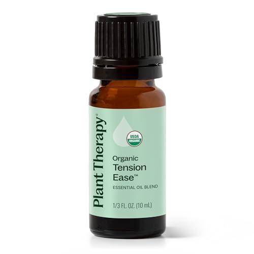 Plant Therapy Organic Tension Ease Essential Oil Blend 10 mL (1/3 oz) 100% Pure, USDA Certified Organic, Undiluted, Natural Headache Relief