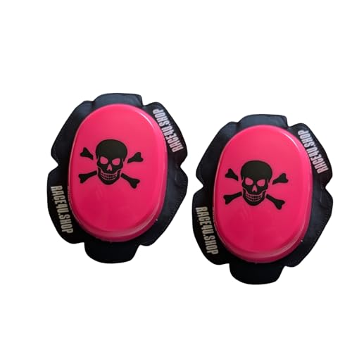 Generisch Rac4u.Shop Premium Knieschleifer - optimaler Abrieb & lange Haltbarkeit | Motorrad Kneeslider ideal für die Rennstrecke und Straße - Set Totenkopf Rosa