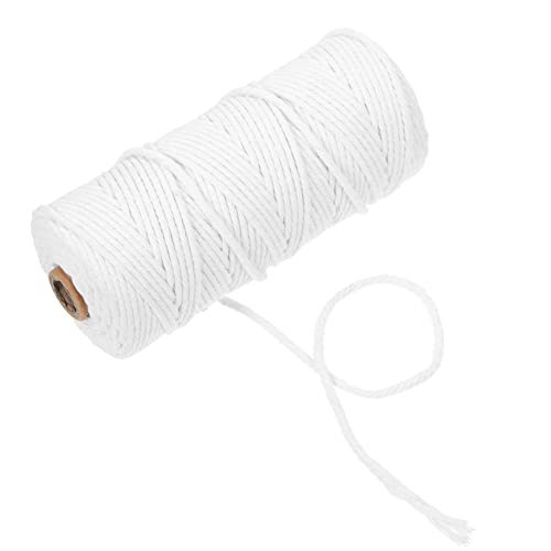 STOBOK Hand-woven Cotton Rope 3mm DIY Binding Cord Bleached Cotton Twine Multi-use Kitchen Tying Rope 100m for Craft, Wrapping and Decoration